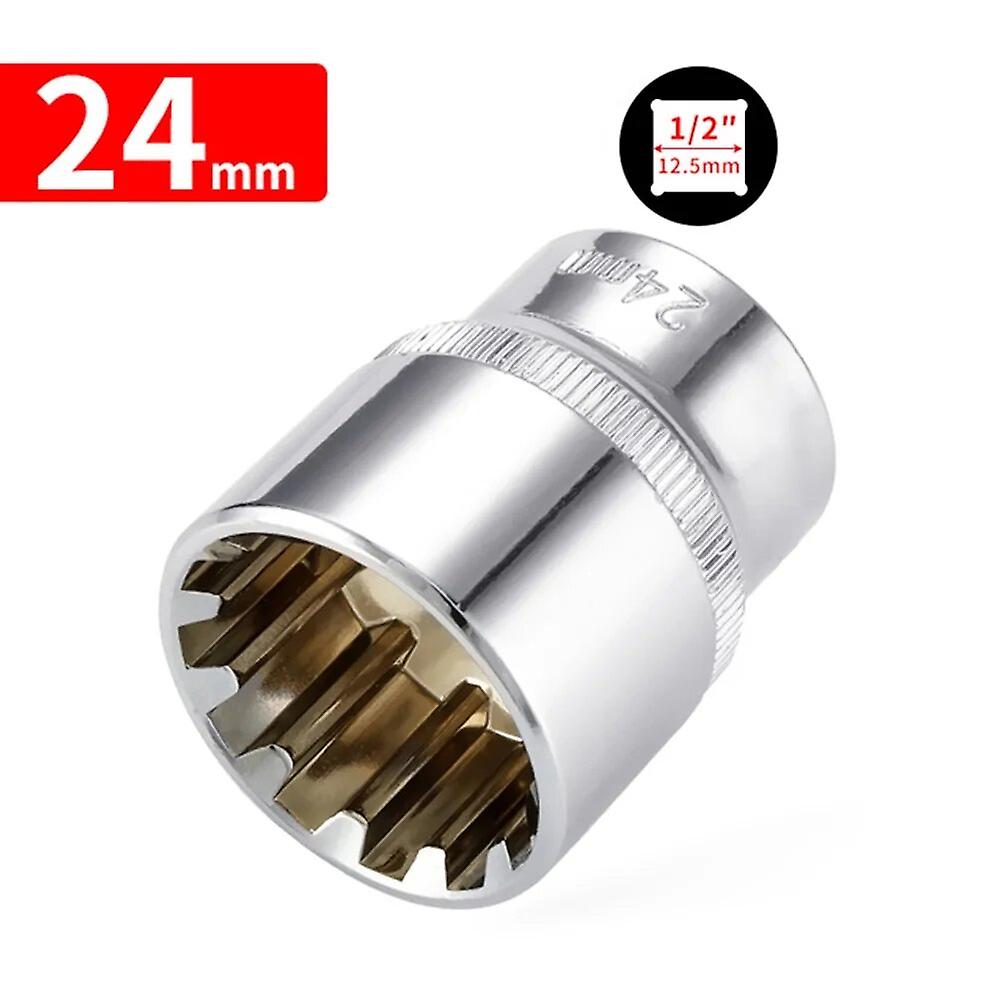 1pcs 12 Point Mirror Socket with Short Socket 1/2" Square Ratchet Wrench Adapter Chrome Vanadium Steel Socket Repair Tools~13062