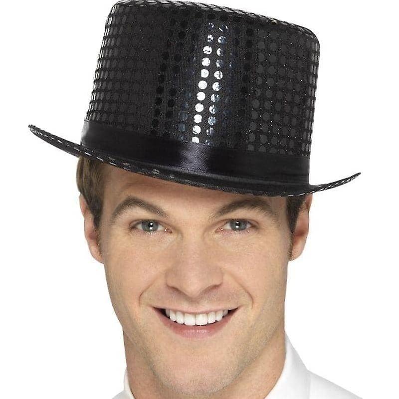 Sequin Top Hat Adult Black 48260