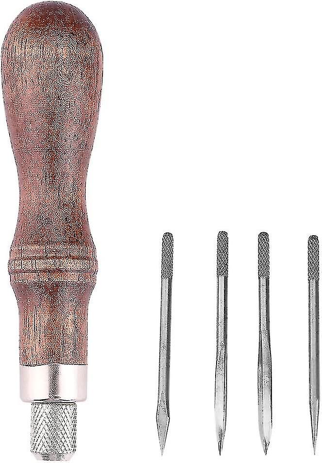 2024 4 合 1 皮革缝纫锥木柄缝纫锥子打孔工具皮革缝纫