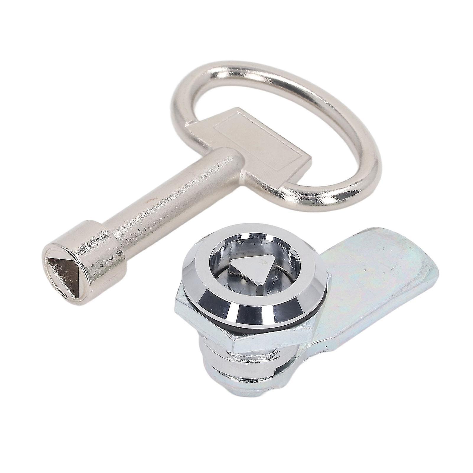 Triangular Cylinder Cam Lock and Key Set - Chromium Plated Zinc Alloy Cabinet Cam Lock