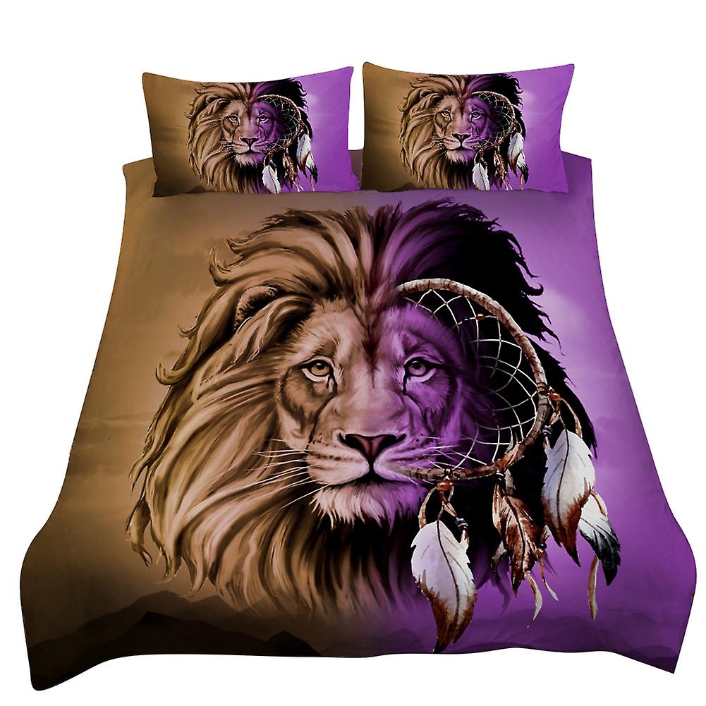 3pcs set 3D Dreamcatcher Lion patterned Bedding Set Duvet Cover Set Pillowcase (US King)