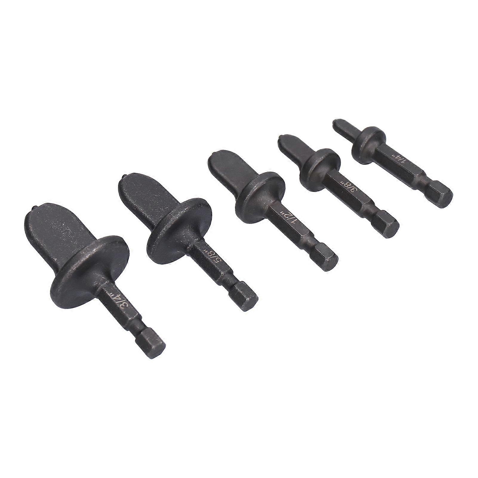 5Pcs Tube Expander Set 1/4in Hex Handle High Carbon Steel Pipe Swaging Bits for Air Conditioner