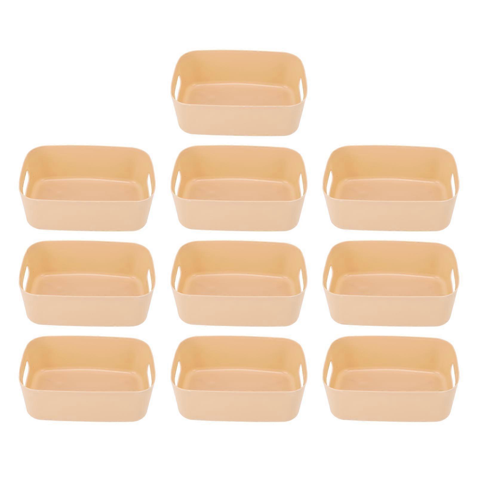 10pcs Cupboard Box Mini Organizer Bin Pp Side Handle Rounded Edge Modern Versatile Storage Baskets For Office Kitchen Gray S