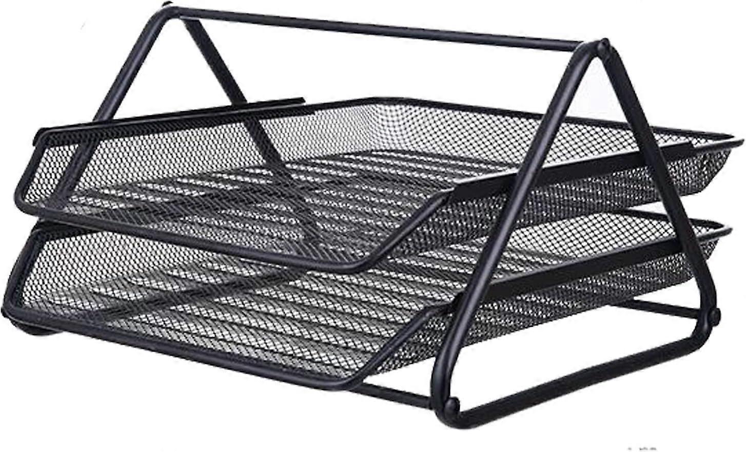Tier Paper Tray Mesh Desk Organizer Office Desktop Document A4 File Desk Tidy Letter Filing Storage -Yx