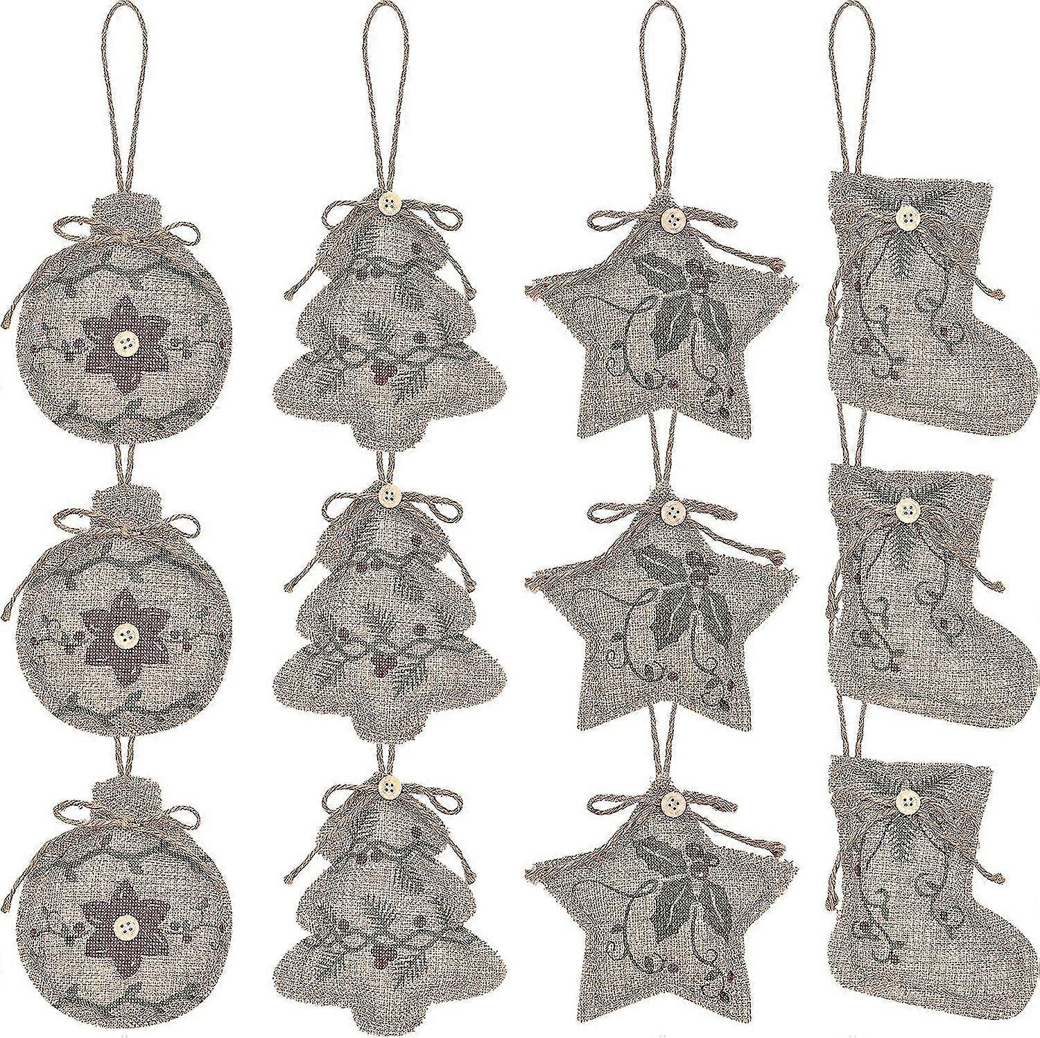 Qqdd عيد الميلاد الخيش شجرة الحلي معلقة زينة عيد الميلاد جورب شجرة الكرة على شكل دي