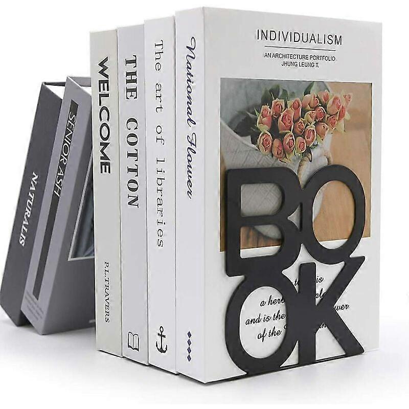 Bookends - Decorative Metal Bookend Brackets for Merek Design Heavy Duty Bookshelf Desk Books