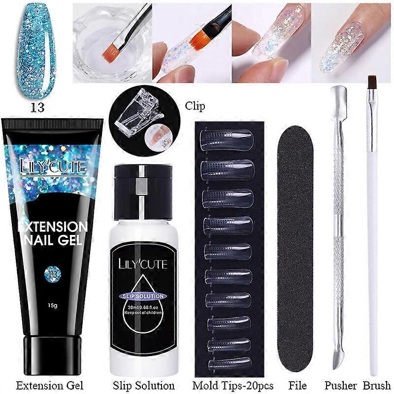 2/5 قطعة شفافة طبيعية تمديد مسمار جل مجموعة الكل من أجل مانيكير تمديد سريع مسمار مجموعة أدوات DIY فن الأظافر 28