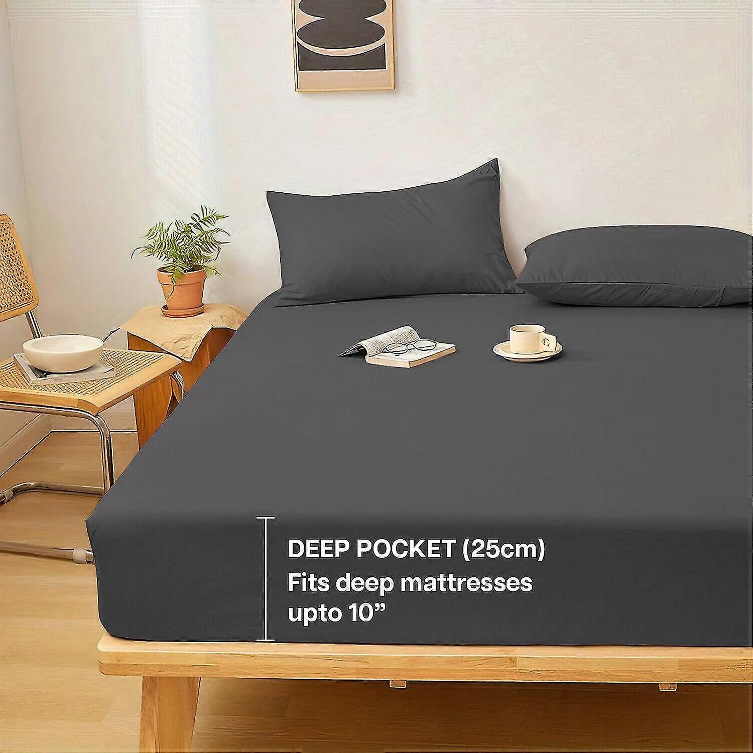 Exquisite Extra Deep 25 cm Full Fitted Sheet Bed Sheets Single Double King Super King Size