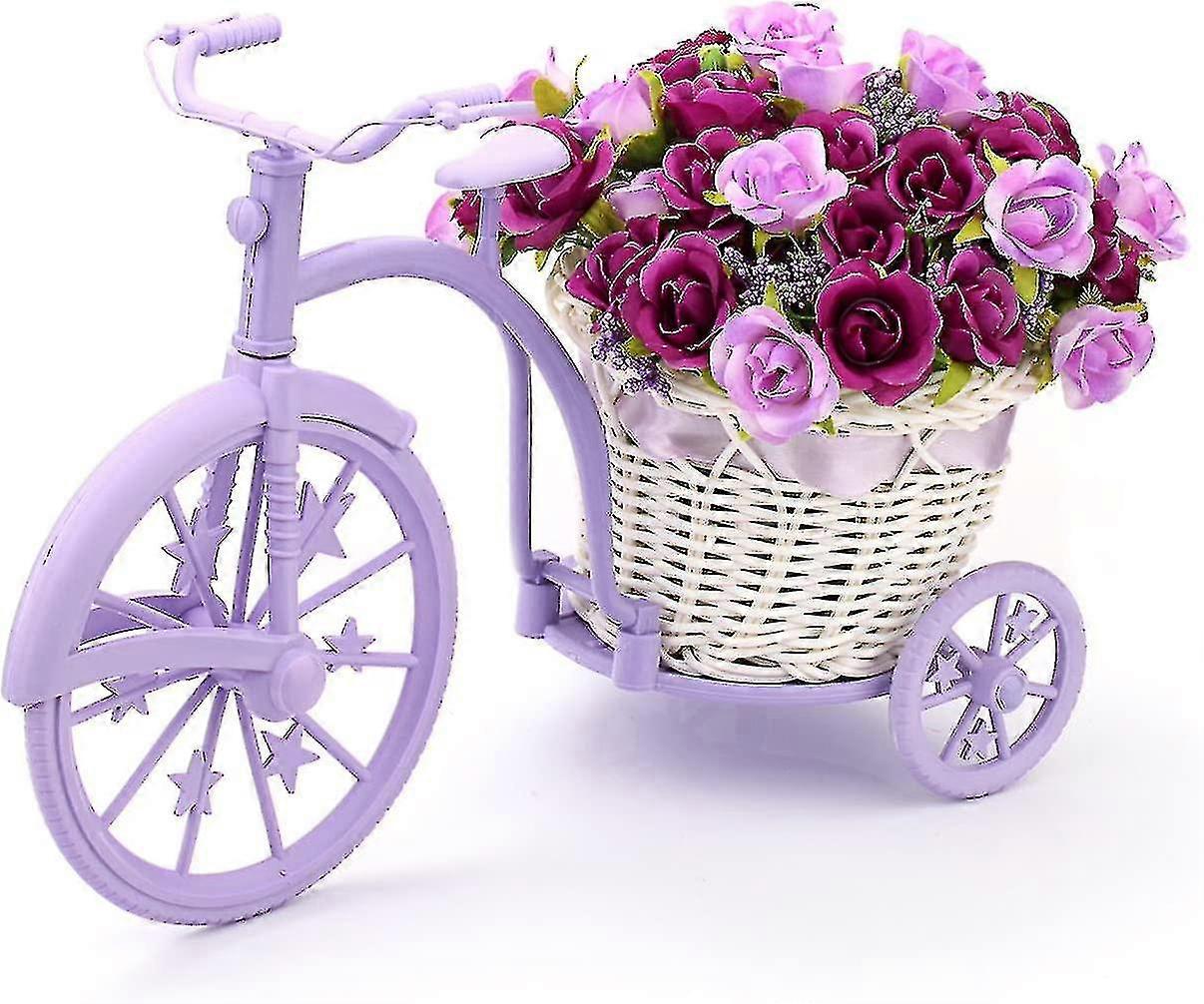 Nostalgic Bicycle Artificial Flower Decor Plant Stand (purple)