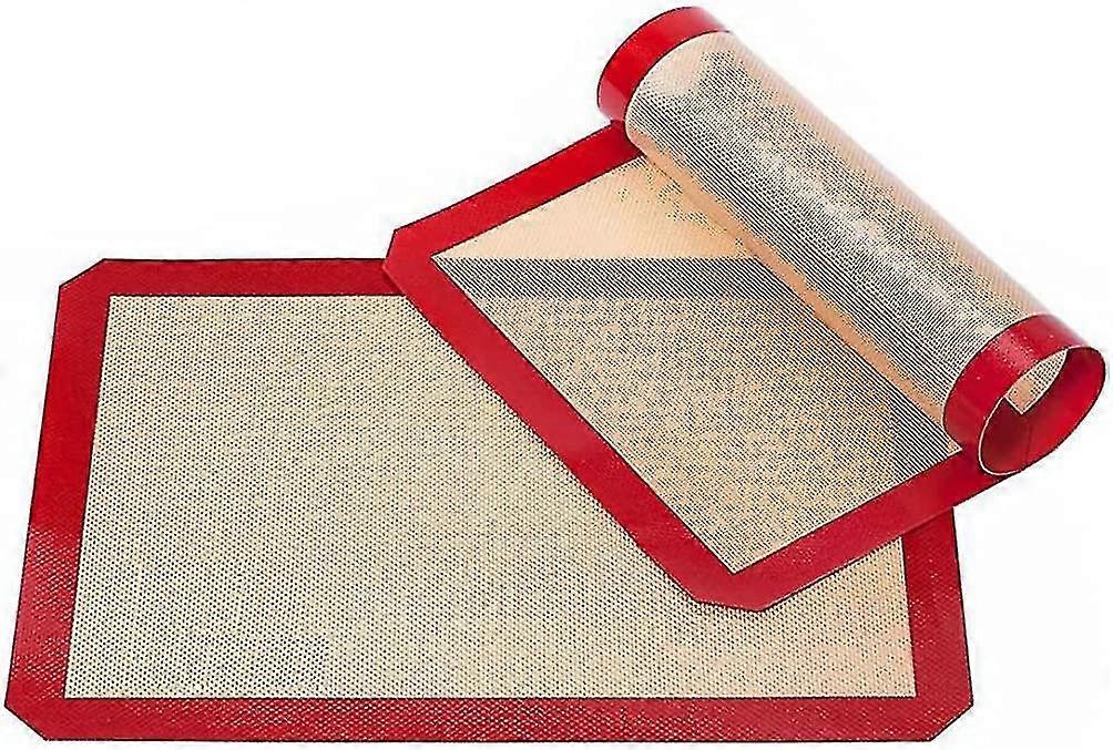 シリコンベーキングマット再利用可能なノンスティックパッド耐熱性クッキングベーキングシート2個ベーキングマット(赤)(2個)