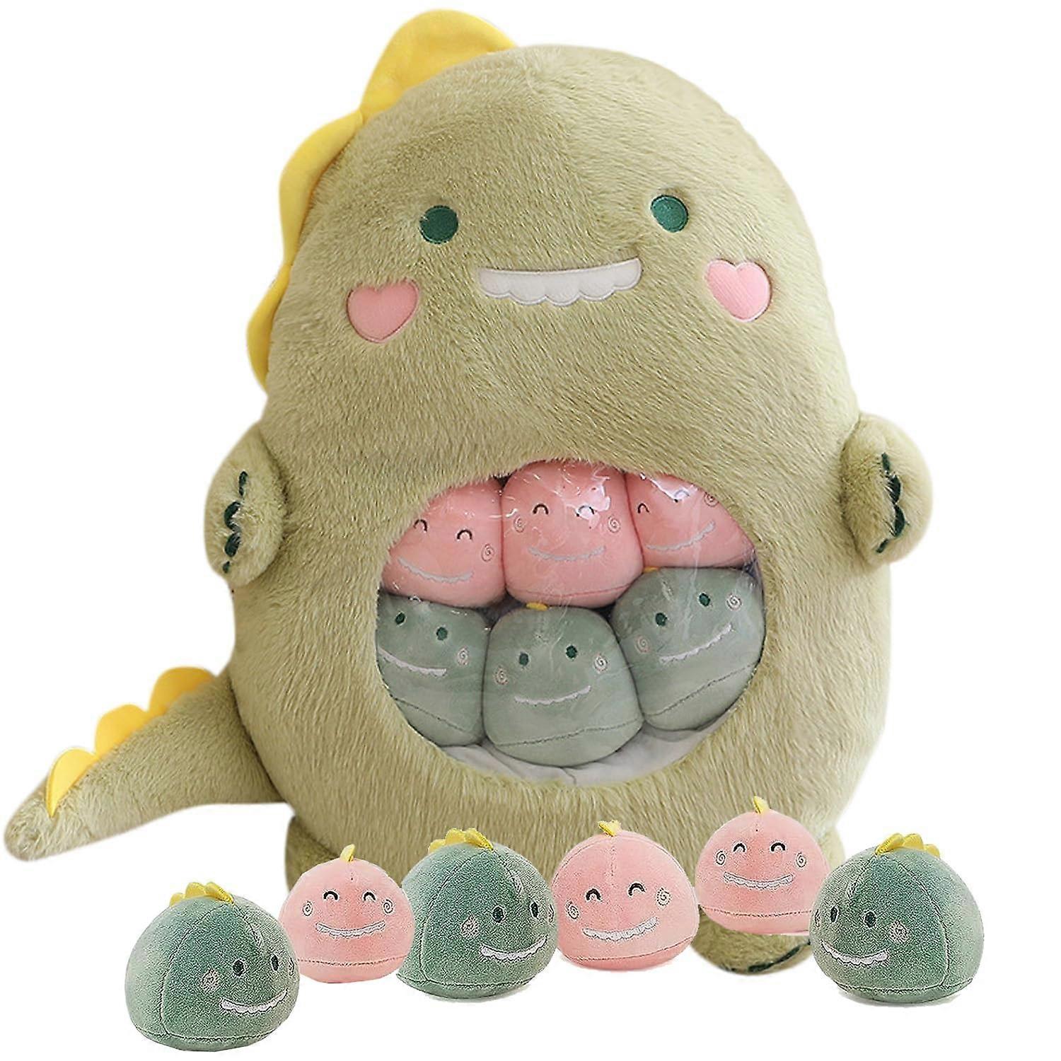 50cm Soft Stuffed Animal Plush Toy with 6 Dino Dolls, Cute Dinosaur Panda Kaola Rabbit Throw Pillow Birthday Gifts for Kids