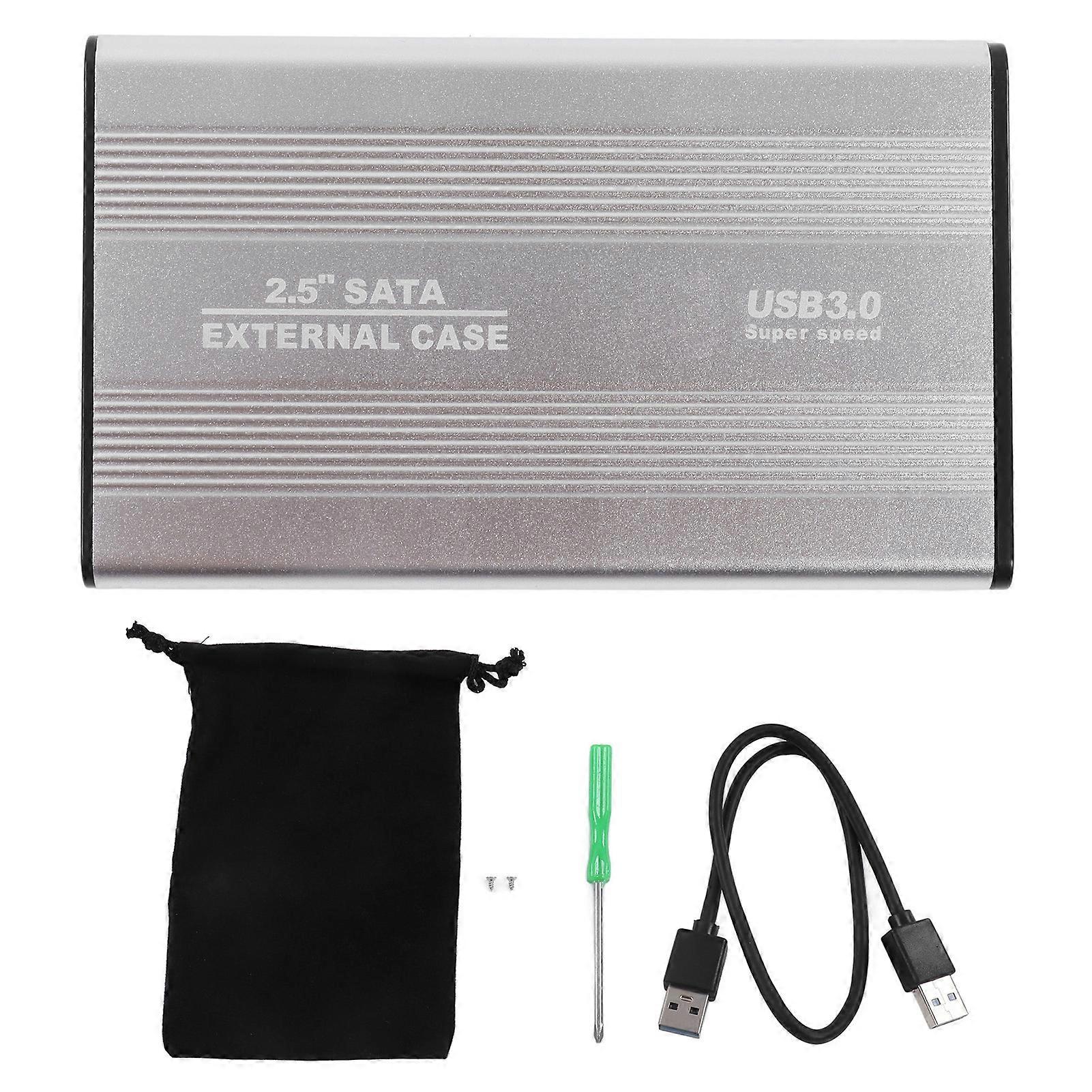 Hard Drive Enclosure 2.5in 4TB LED Indication Aluminum Housing Hot Swappable 5Gbps USB 3.0 Port External HDD Case Silver