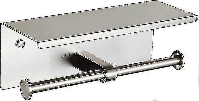(Y)Double toilet paper holder with shelf brushed nickel toilet paper holder wall mounted