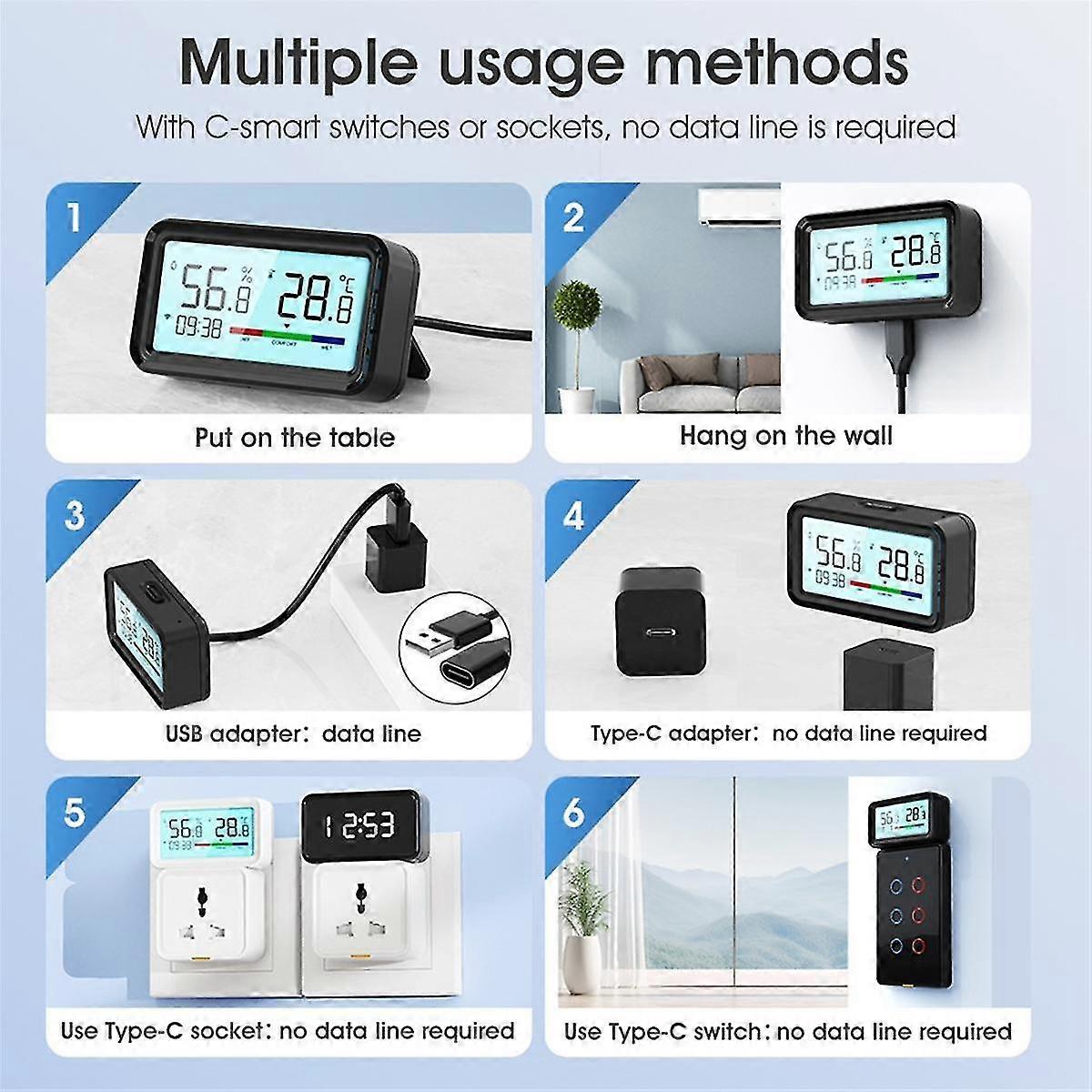 Tuya Smart Wifi Temperature And Humidity Sensor Wireless Thermometer Hygrometer With Lcd Home Remot