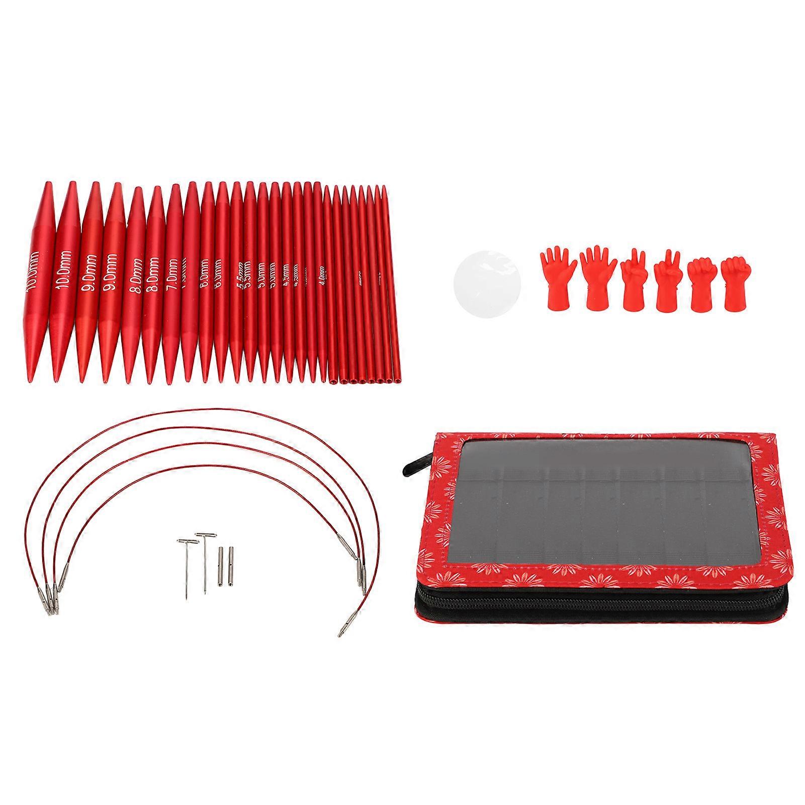 Interchangeable Circular Knitting Needles Set Color Aluminum Alloy Needles Portable Knitting Needles Set with Storage Bag