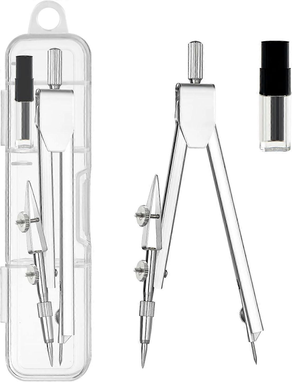 Student Metal Compass Set for Geometry with Extra Lead Refills, Math Compass, Compass Drawing Tool, Drafting Compass for Students, Compass for Office