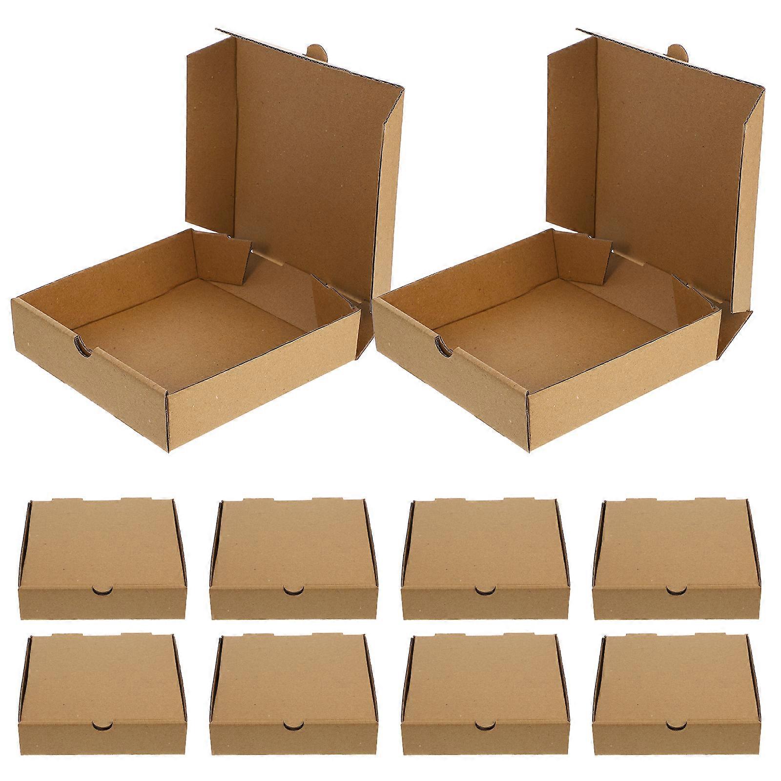 10pcs Thicken Paper Pizza Boxes Kraft Paper Pizza Boxes Take Out Containers