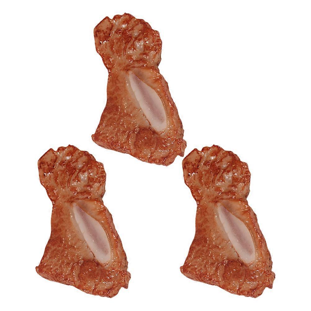 3pcs Rib Meat Models Simulation Steak Ribs Display Model Pretend Play Rib Props