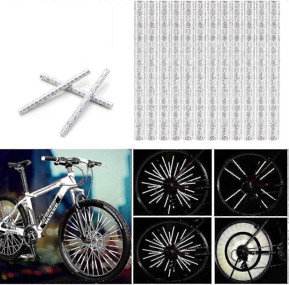 24 Pcs Bike Spoke Reflectors, Bicycle Clips With White Reflective Material Fits All Standard Spoke Wheel