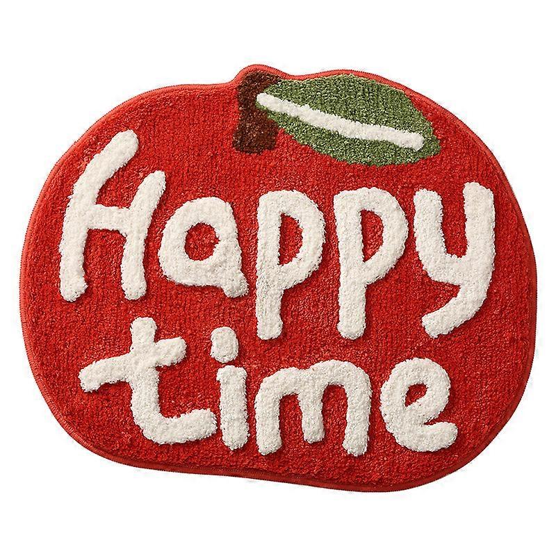 Dywaniki łazienkowe, w kształcie jabłka czerwone ze słowami Owoce zmywalne Antypoślizgowe Kudłate Pochłaniające wodę Flock JYK