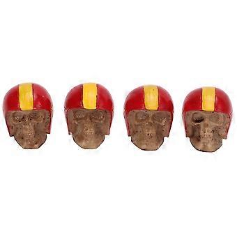 4pcs Car Tire Valve Stem Cap Cover Skull Shape Universal ABS Copper Rustproof for SUVs TrucksRed