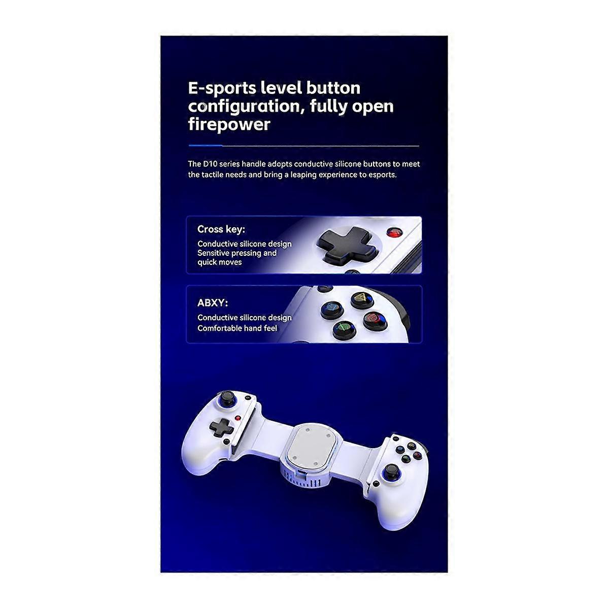 D10S Stretch Cooling Gamepad for Android IOS Tablet SwitchXBOX 400mAh Streaming Joystick Black