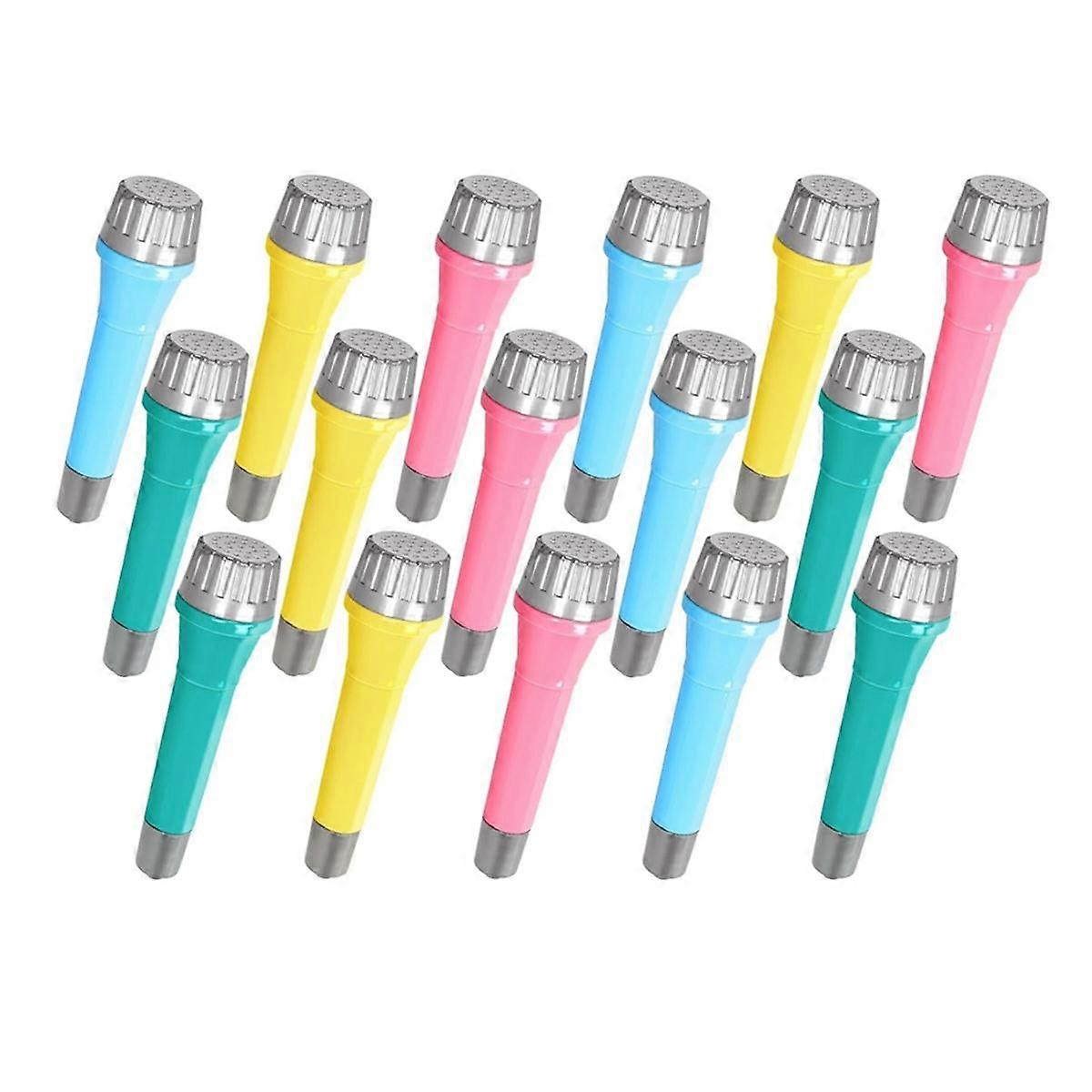 16 Pack Plastic Toy Microphones, Colorful Fake Microphone for Goody Bag Fillers and Birthday Favors
