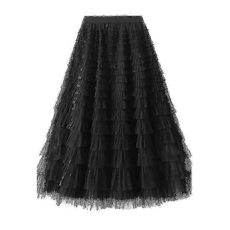 Jupe Maxi Tulle Taille Élastique à Niveaux