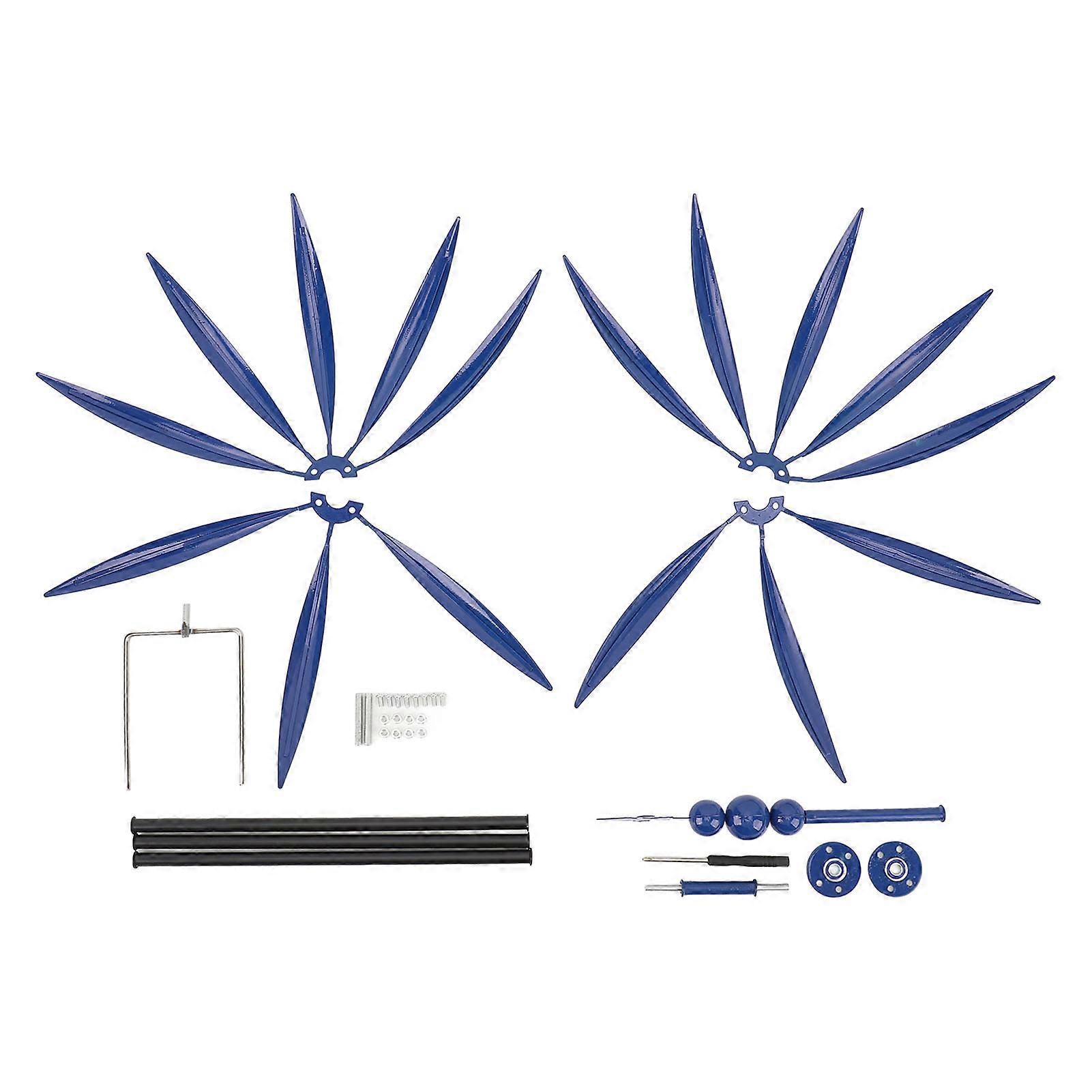 Outdoor Wind Spinner with Ground Stake 360 Degree Rotating Iron Art Blue Windmill Sculpture Decor for Garden Yard Lawn