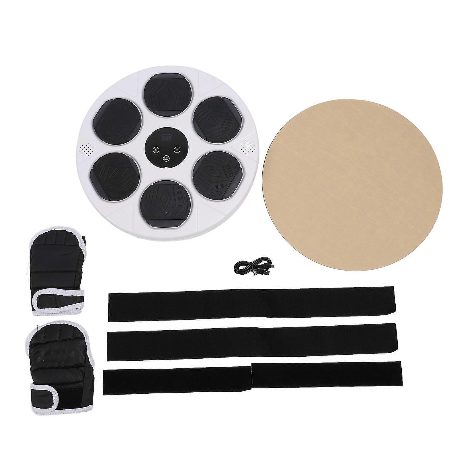 Smart Music Boxing Machine with Gloves Wall Mount Punching Target Workout Equipment for Home Fitness Exercise White