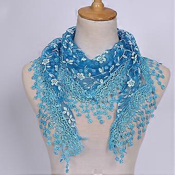 Lady Triangle Szal Wrap Fashion Elegant Hollow Tassel Lace Kwiatowy Szalik