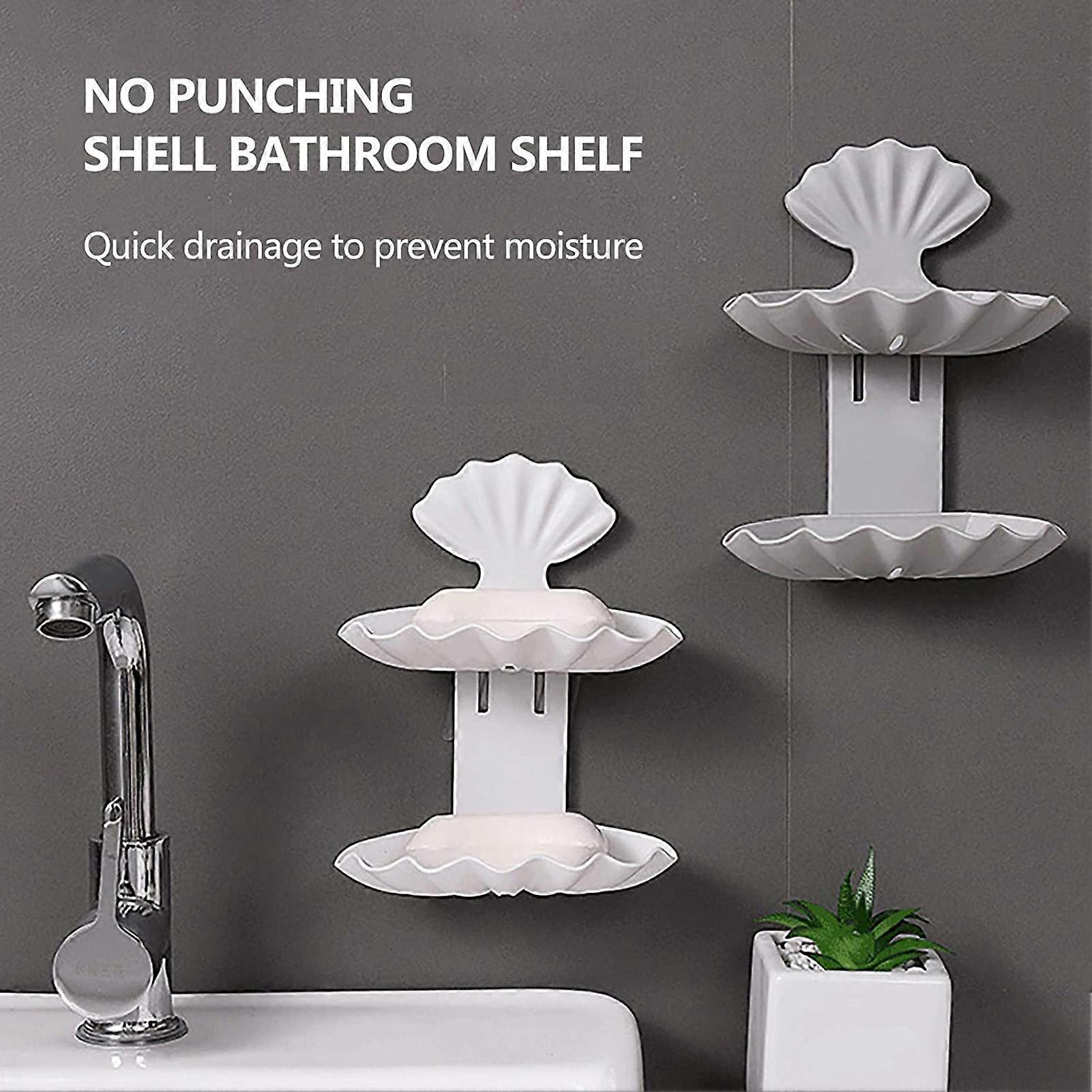 Creatives Double Layer Storage Rack Perforation-Free Draining Soap Box for Bathroom