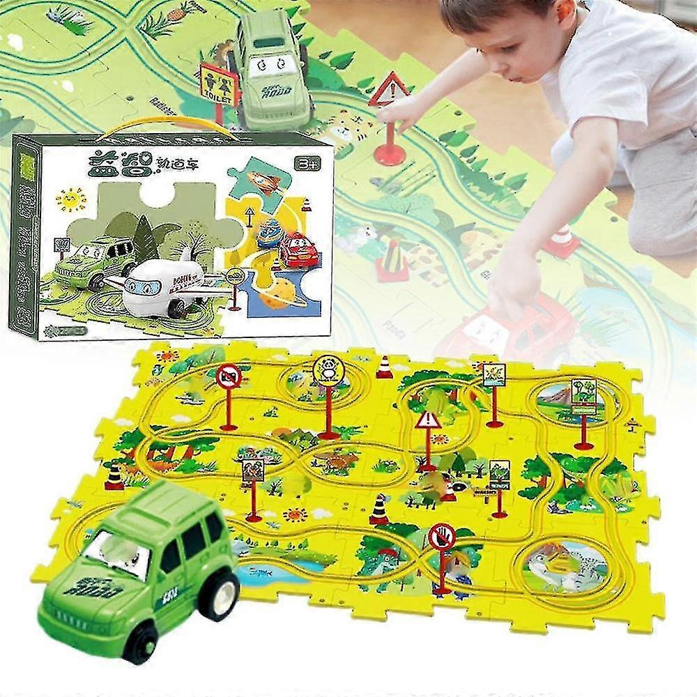 Educatal Track Car Play Set - Diy Tracks With Vehicles, Track Play