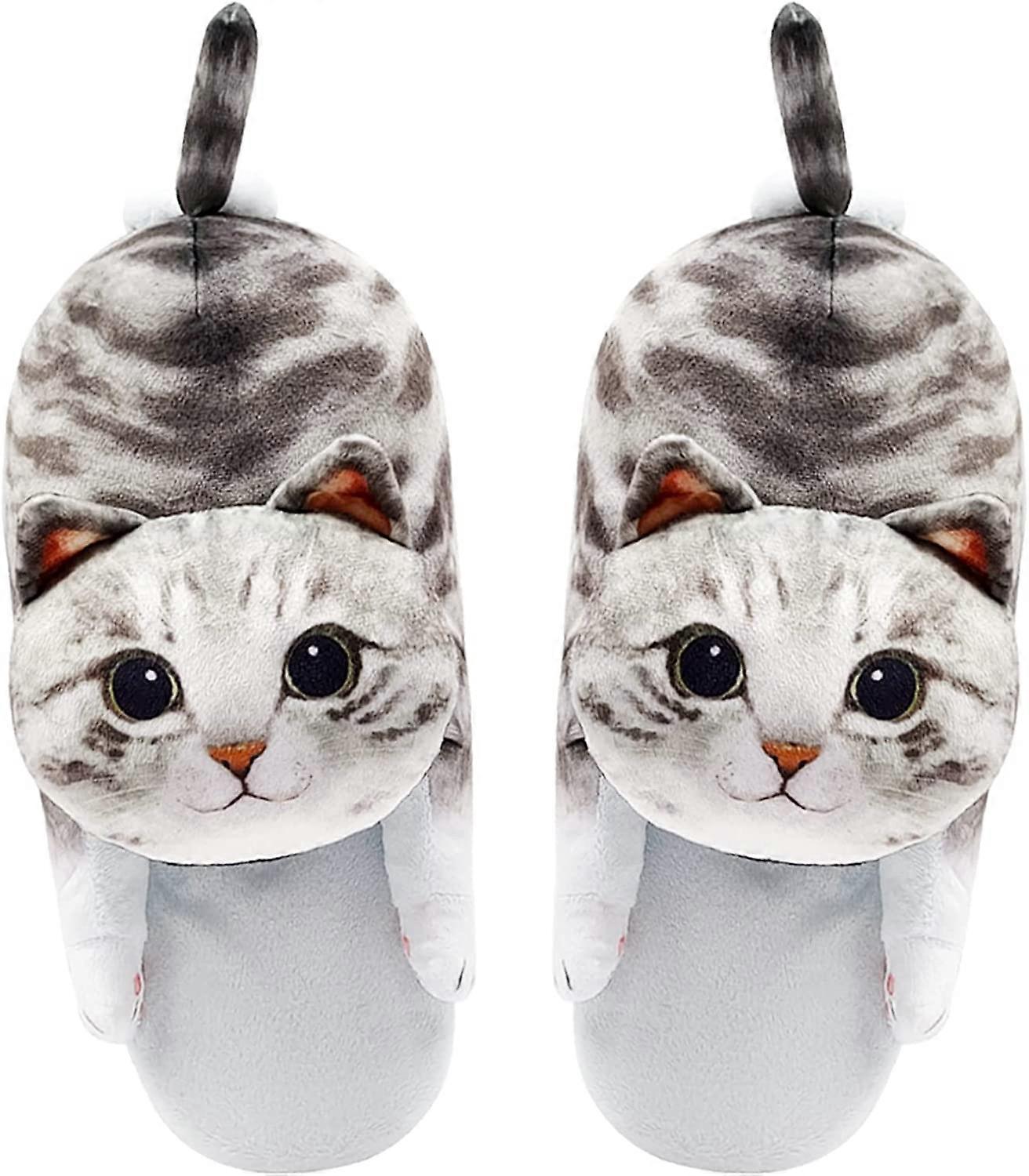 Funny Cat fuzzy Slippers for Women,Bedroom Fluffy Slippers House