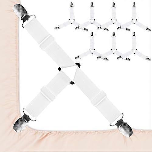 8 Pcs Sheet Straps with Metal Clips, Triangle Bed Sheet Straps Adjustable, Fitted Sheet Straps Non Slip, Bed Sheet Clips for Bed Sheets,Sofa Cushion,