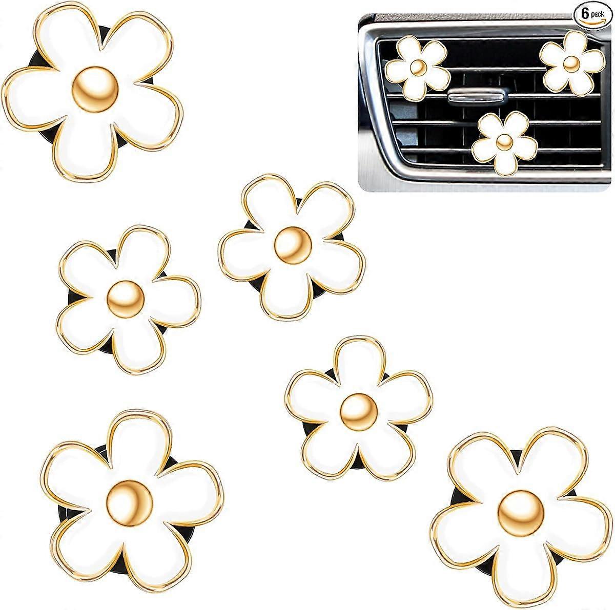 6 Pcs Daisy Flower Air Vent Clip Air Freshener Outlet Clip Car Air Conditioning Clip Charm Car Inter Decor