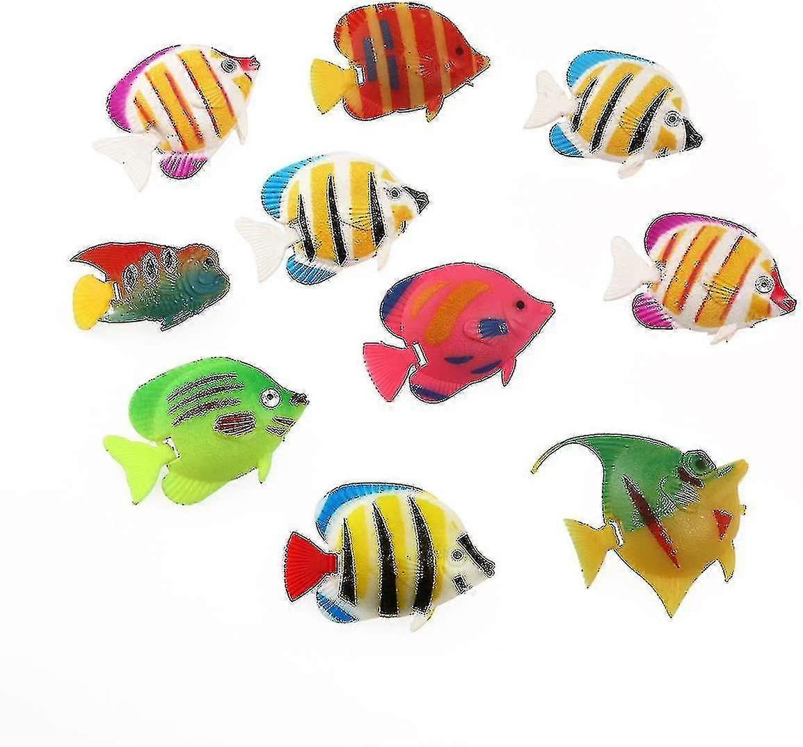 Plastic Artificial Fish For Aquarium Fish Tank Decor-10pcs(random Color Pattern)