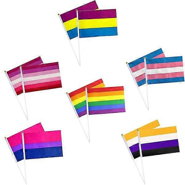 36 Pack Gay Pride Stick Flags, Rainbow Small Mini Flags Transgender