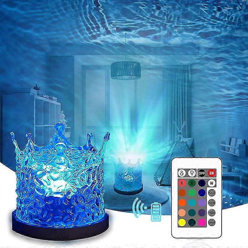 Ocean Wave Crystal Table Lamp Touch Control, Rgb Color Changing Night Light With Remote