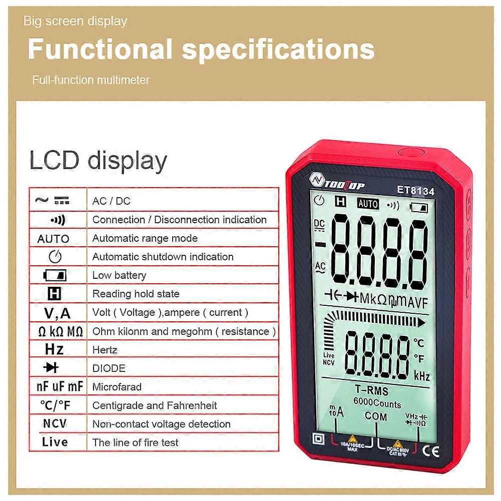 620A Digital Smart Multimeter AC DC Voltage Current Resistance Capacitance Tester Professional Multitester True-RMS NCV Tester