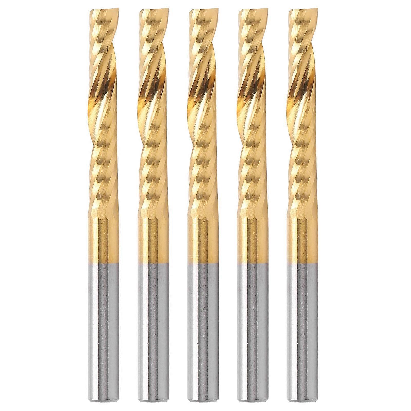 5 Pcs Fraise En Bout TiPlated 1Flute CNC Spirale Routeur Bit Fraise En Acier Rapide 4x22x50mm