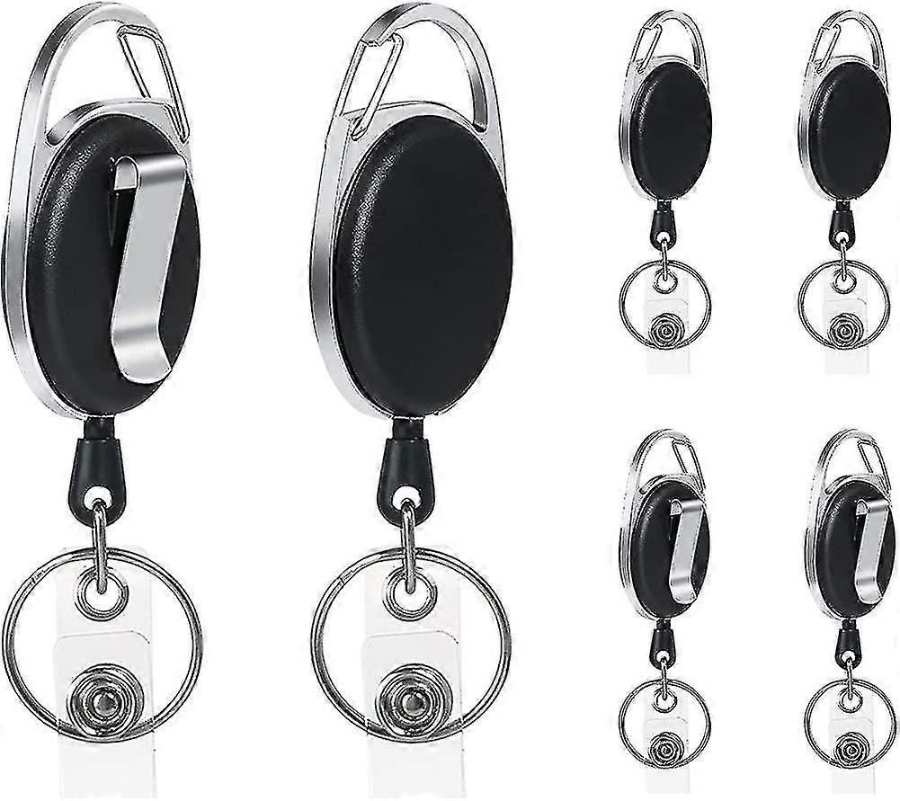 Retractable Keychain Length With Reinforced Spring And Resistant Cord,4pcs,black