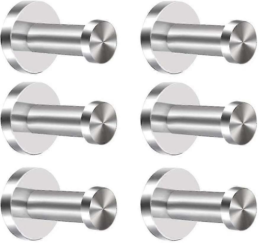 コートフック - ステンレススチールウォールフック - バスルームタオルラック - ドア/ウォールマウントコートフック、52mm(6つのパック)