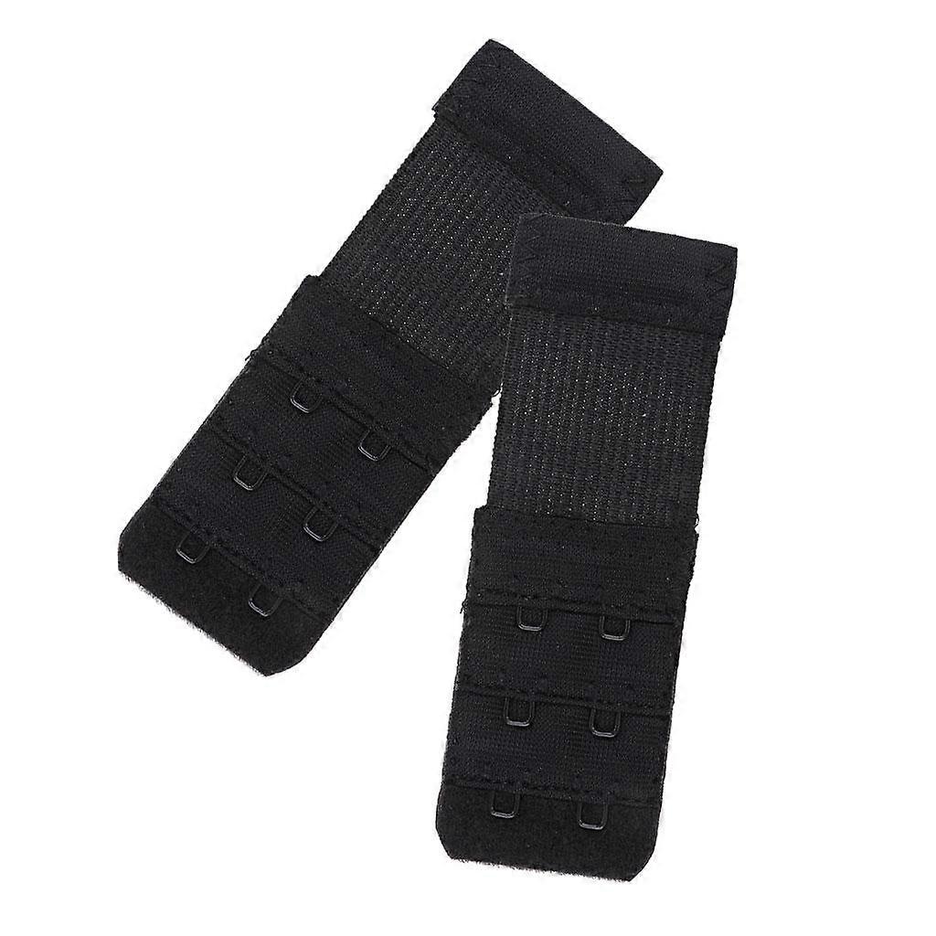 2pcs Black Elastic Bra Extenders Strap Extension 2 Hooks Adjuster Bra Strap