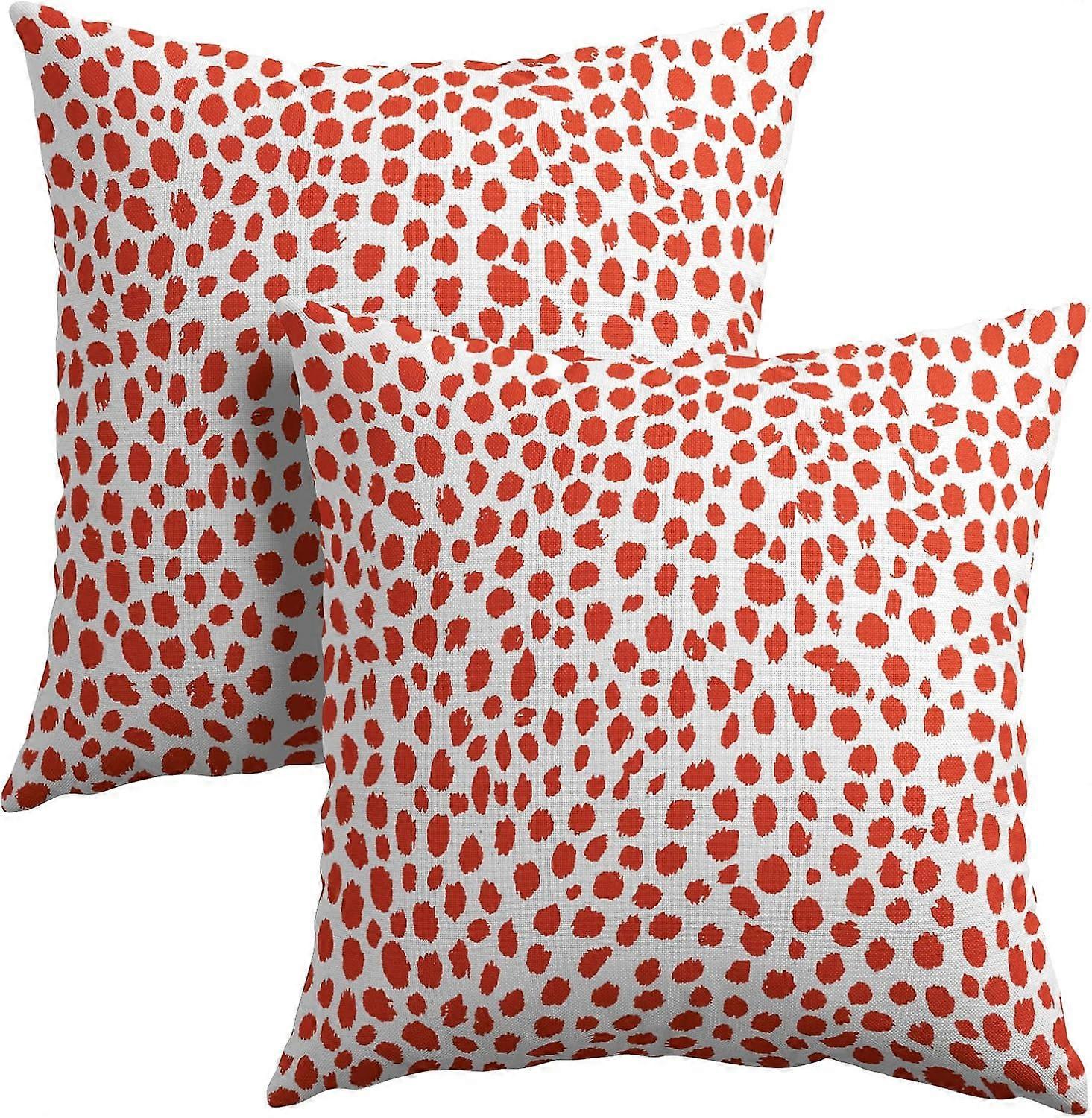 コーラルピンククリーム枕カバー18x18インチ自由奔放に生きるデザインポルカドットスロー枕カバー2つのモダンなブラシストロークプリント枕カバーコットンリネンクッション