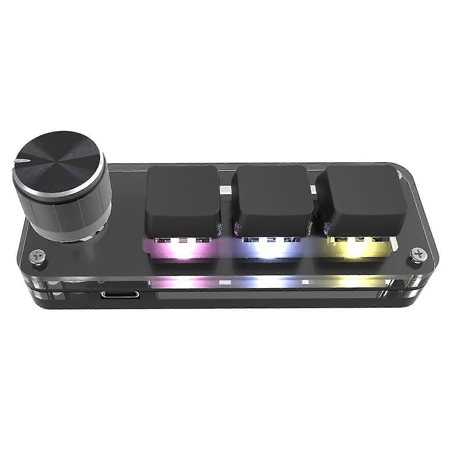 Multifunctional 3-key Mini Shortcut Programmable Macro Pc Keyboard With Knob-zong