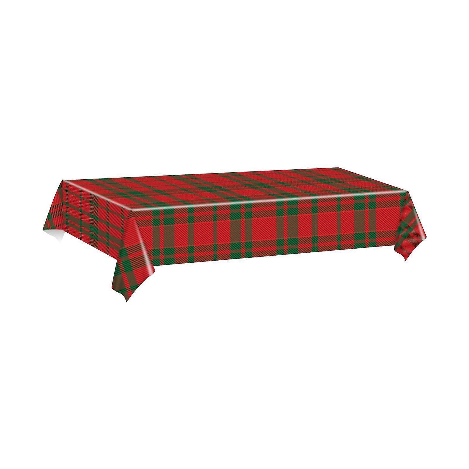 Christmas Disposable Tablecloth Holiday Waterproof Rectangle Table Protector 1PC Large Plaid