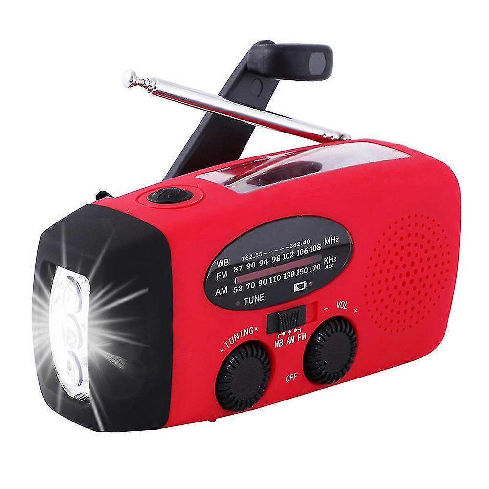 Sol-nöd- väder Am Fm Noaa/wb räcka vev radiosände, 2000mah driva packar ihop ledde ficklampa för orkanskalvkatastroföverlevnadtillförsel