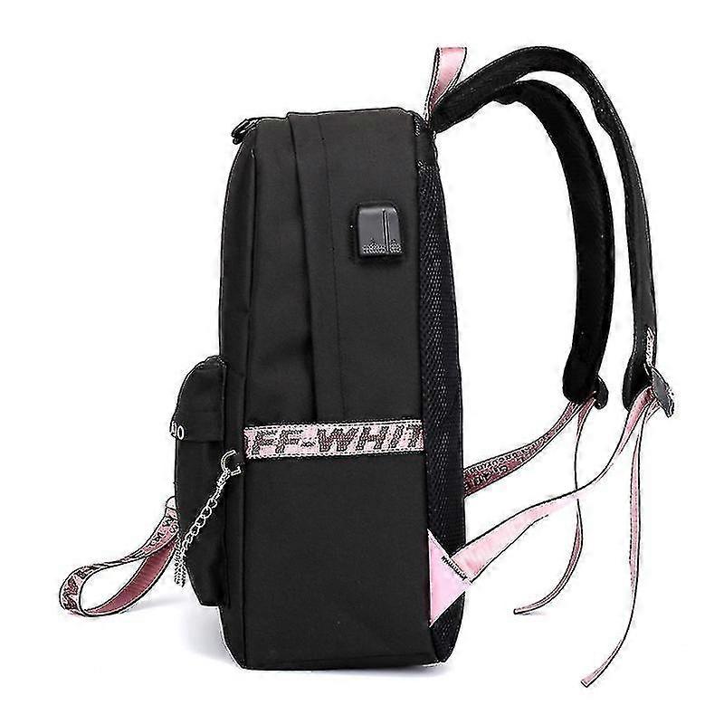 Black.pink Backpack Usb Rechargeable Backpack Student School Bag