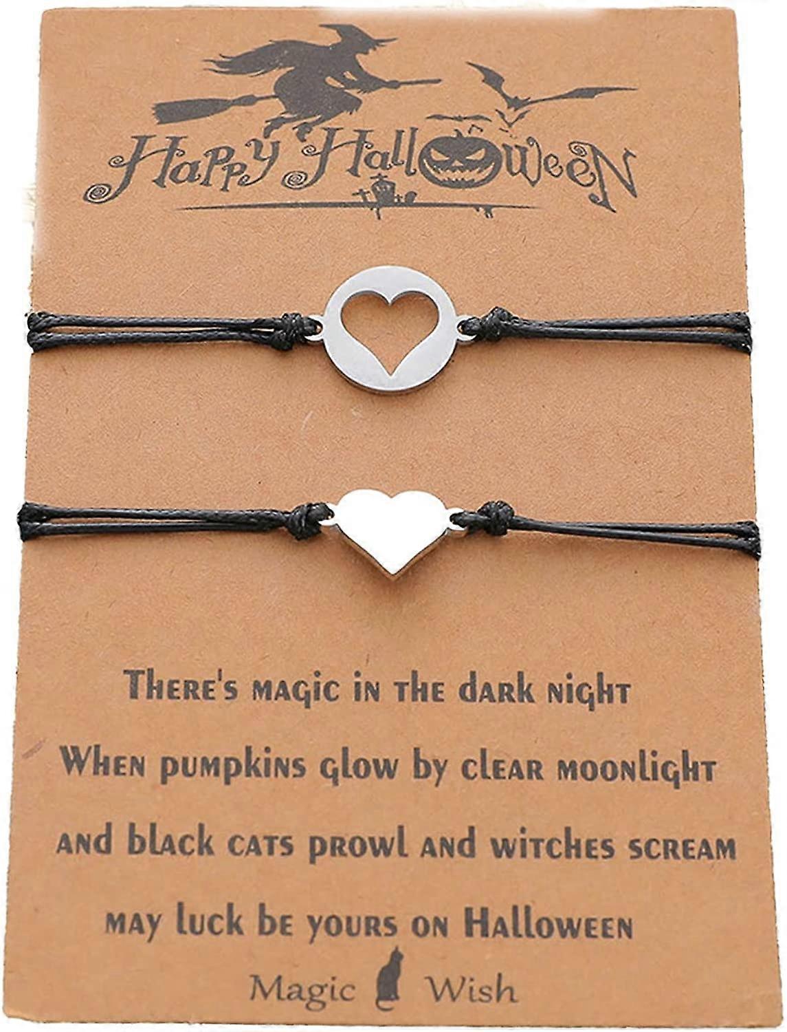 ハッピーハロウィンブレスレットワンフォーミーマッチングハロウィンブレスレットセットハロウィンマジックウィッシュブレスレット女性のための女の子のウィッシュブレスレットセット